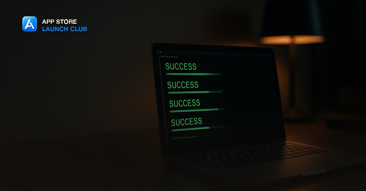 A terminal window showing a successful EAS build with green checkmarks
