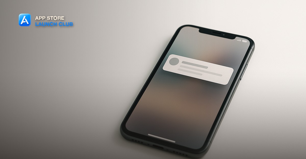 A smartphone displaying a push notification with an app icon in the upper left